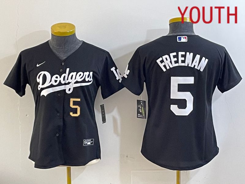Youth Los Angeles Dodgers #5 Freeman Black Game 2024 Nike MLB Jersey style 11214